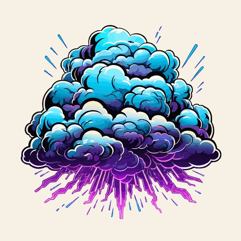 Blue Cloud Pop Explosion de néon