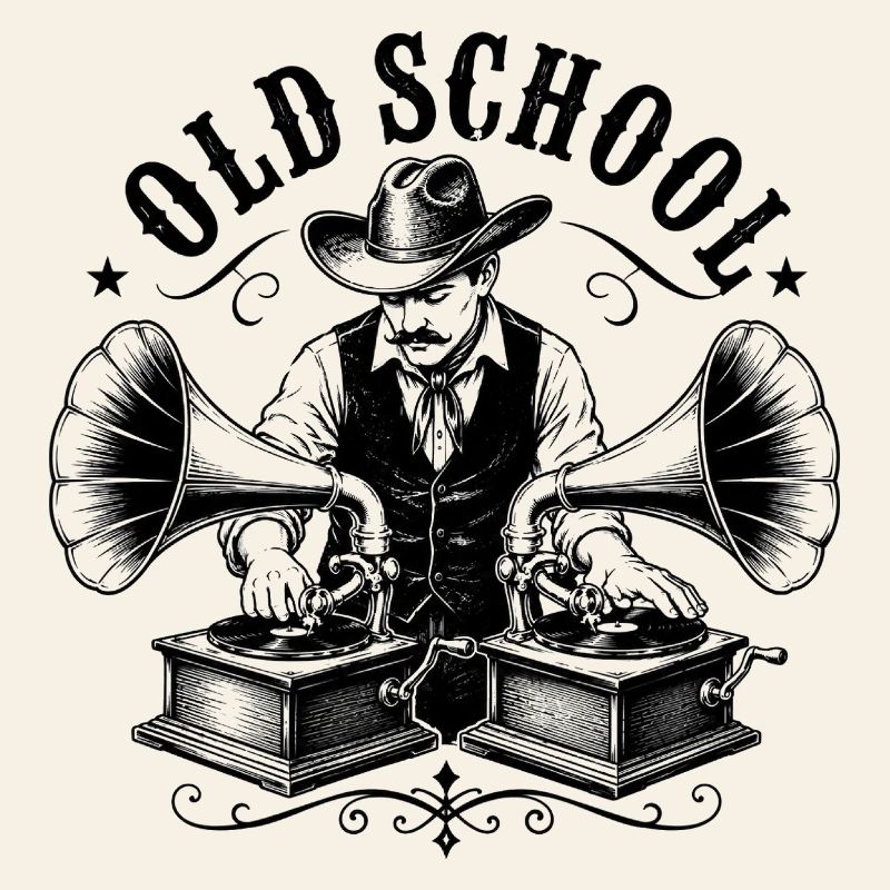 Old School DJ with Gramophone