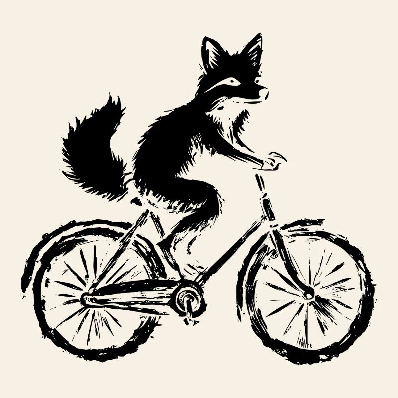 Funny Bicycle Fox