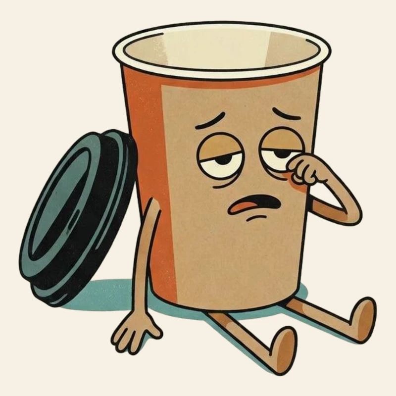 Erschöpfte Kaffeetasse-Figur