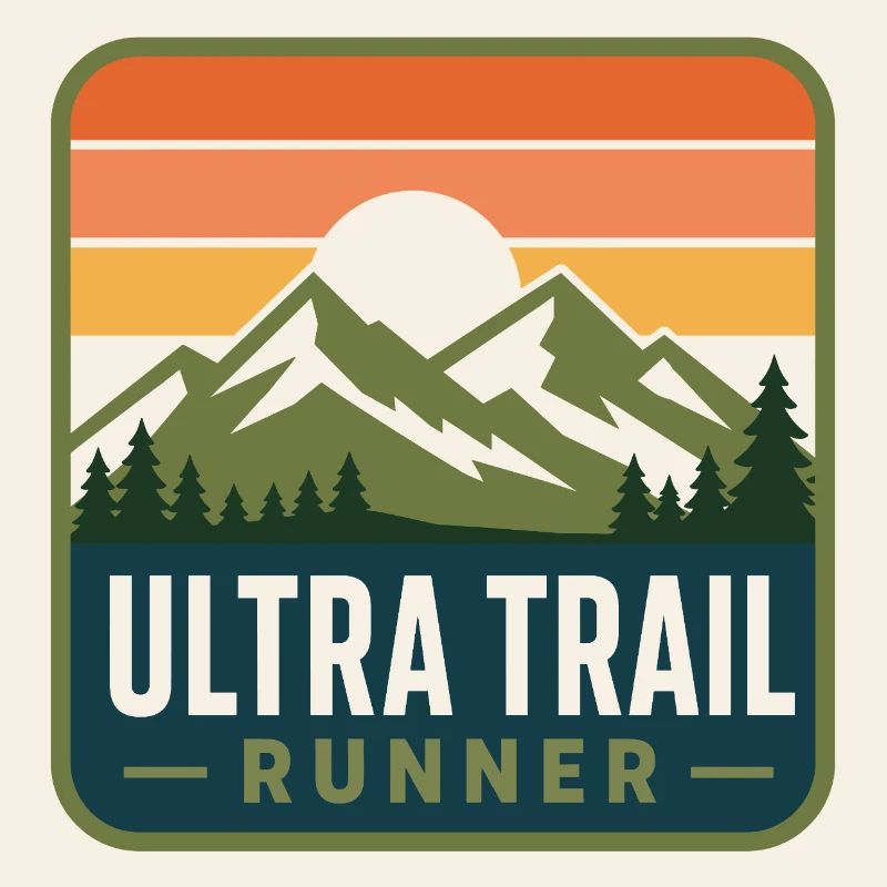 Ultra Trail Runner Retro Mountain Patch