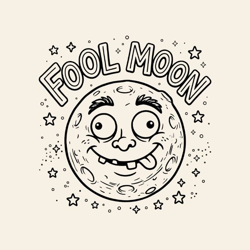 Fool Moon Funny Space Jeu de mots Édition graphique Line Art