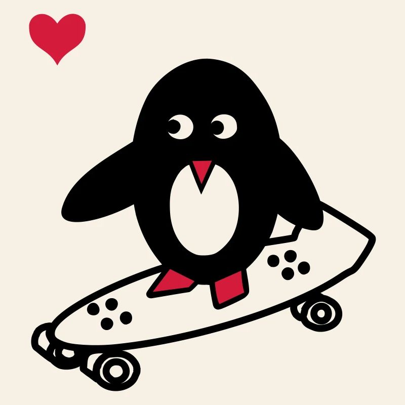 pingouin avec le skate-board