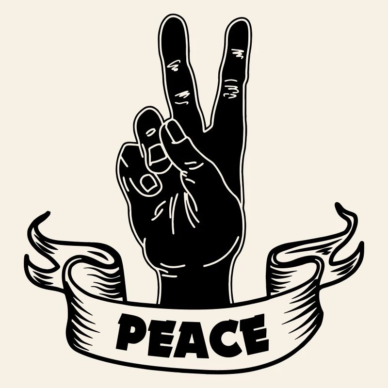 Black hand peace with text PEACE