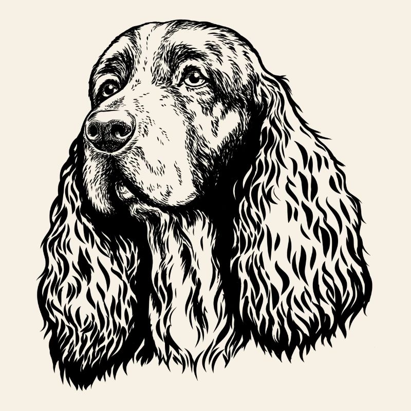 Springer Spaniel Portrait noir