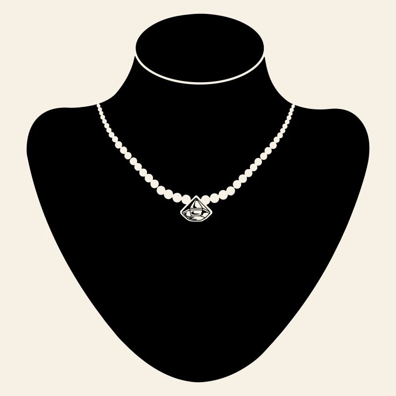 Juwelier-Halsständer mit Perlenkette und Diamant