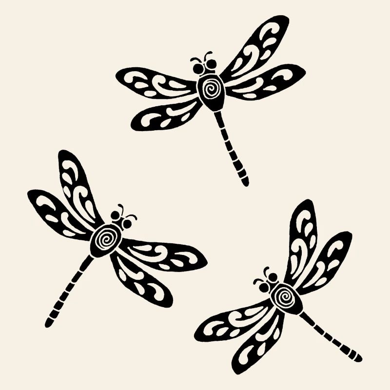 trio de libellules noires
