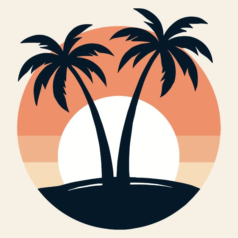 Retro Sunset Palm Trees Beach Vacation Tropical