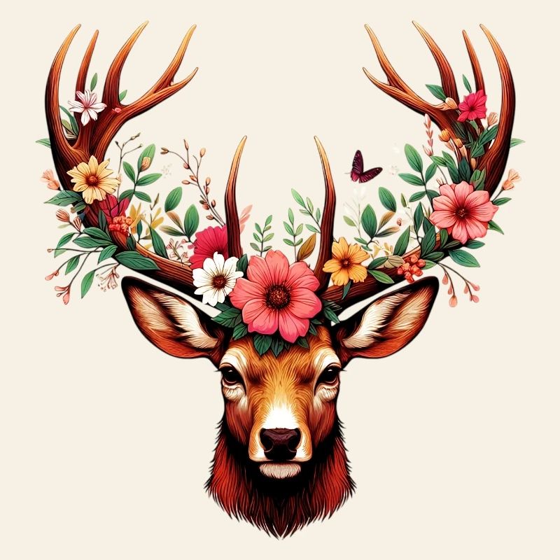 Cerf avec des fleurs