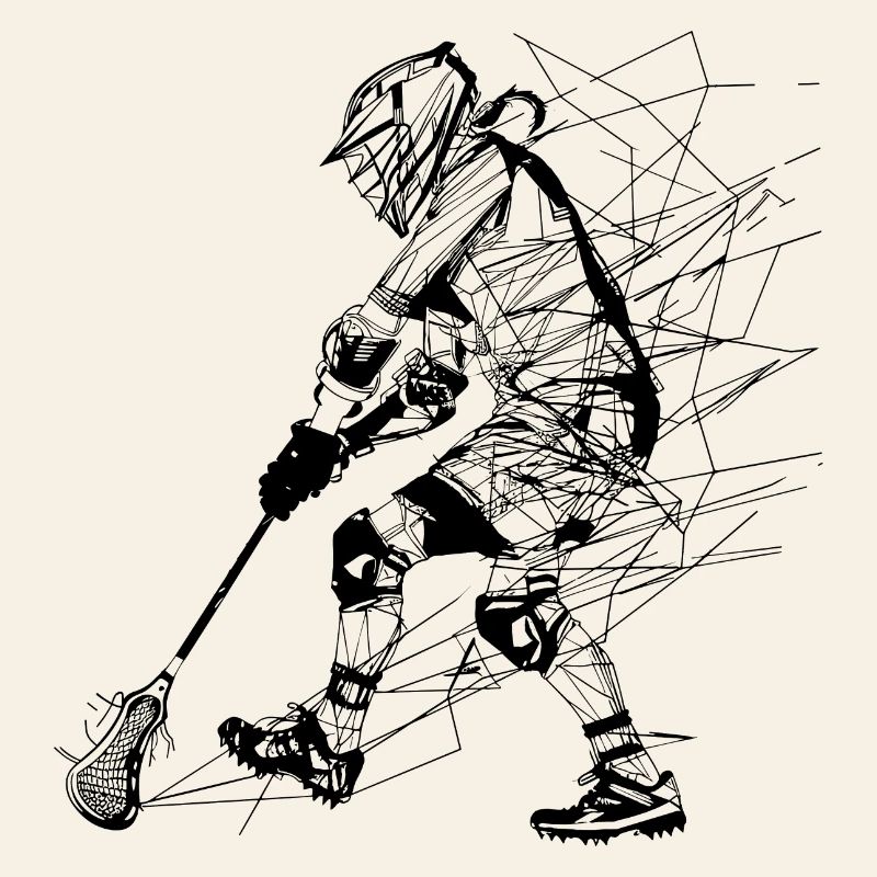 Lacrosse Player Line Drawing