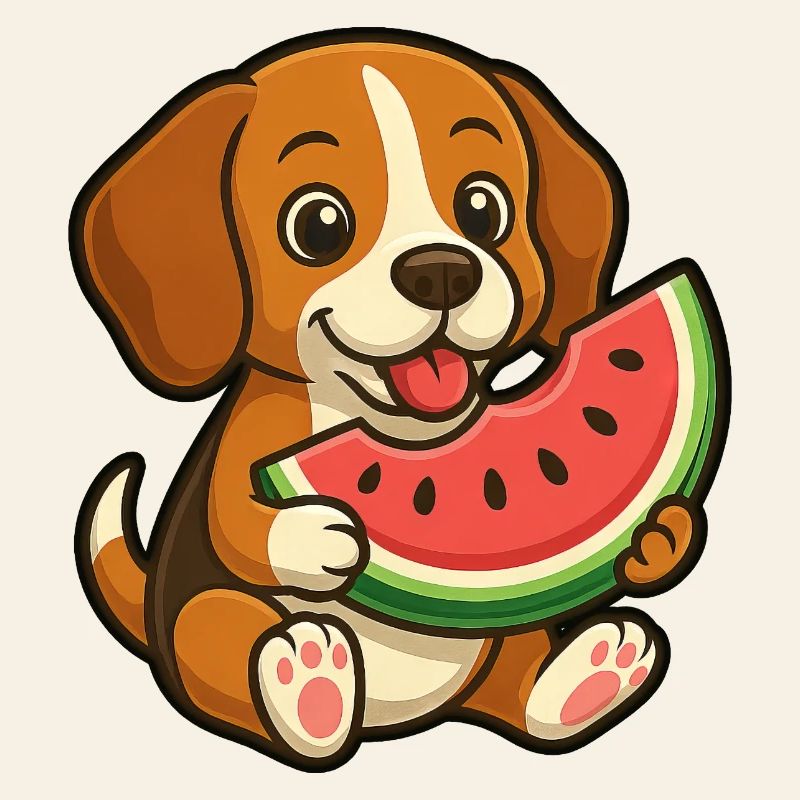 Cheerful Beagle Watermelon Summer Fruit