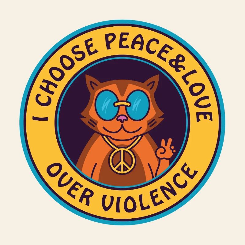 Friede und Liebe statt Gewalt - Katze mit Peace-Zeichen