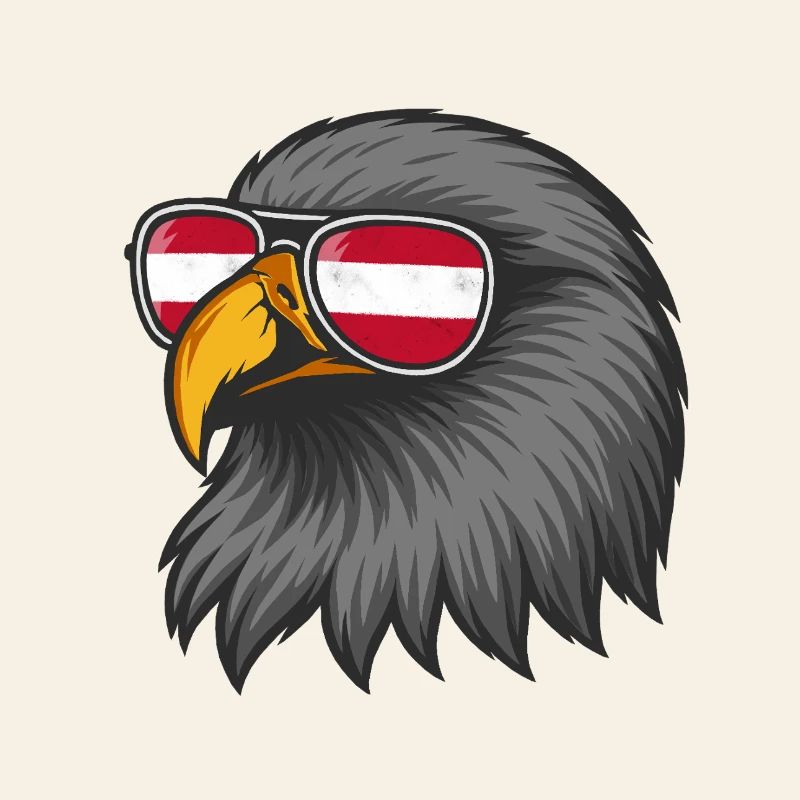 Austrian eagle with flag in glasses
