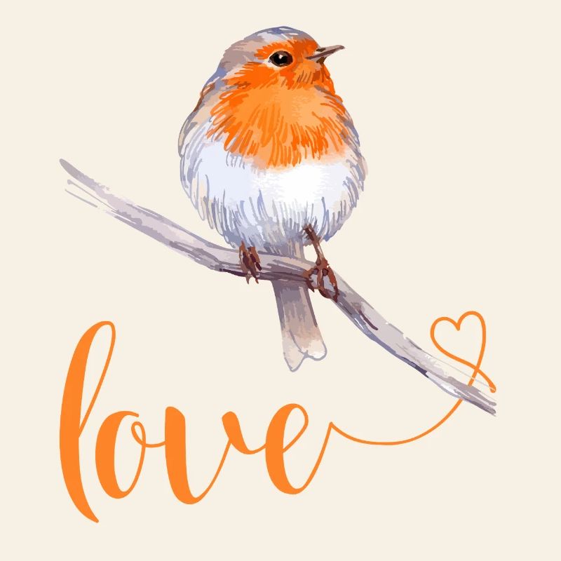 Robin with love text