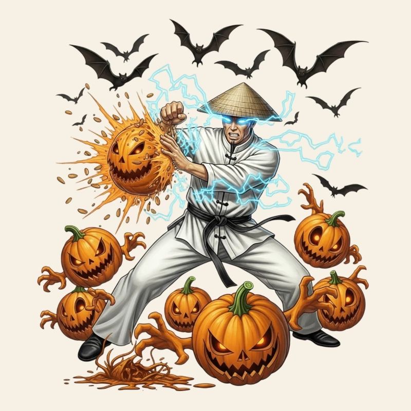 Ninja vs citrouilles d’Halloween
