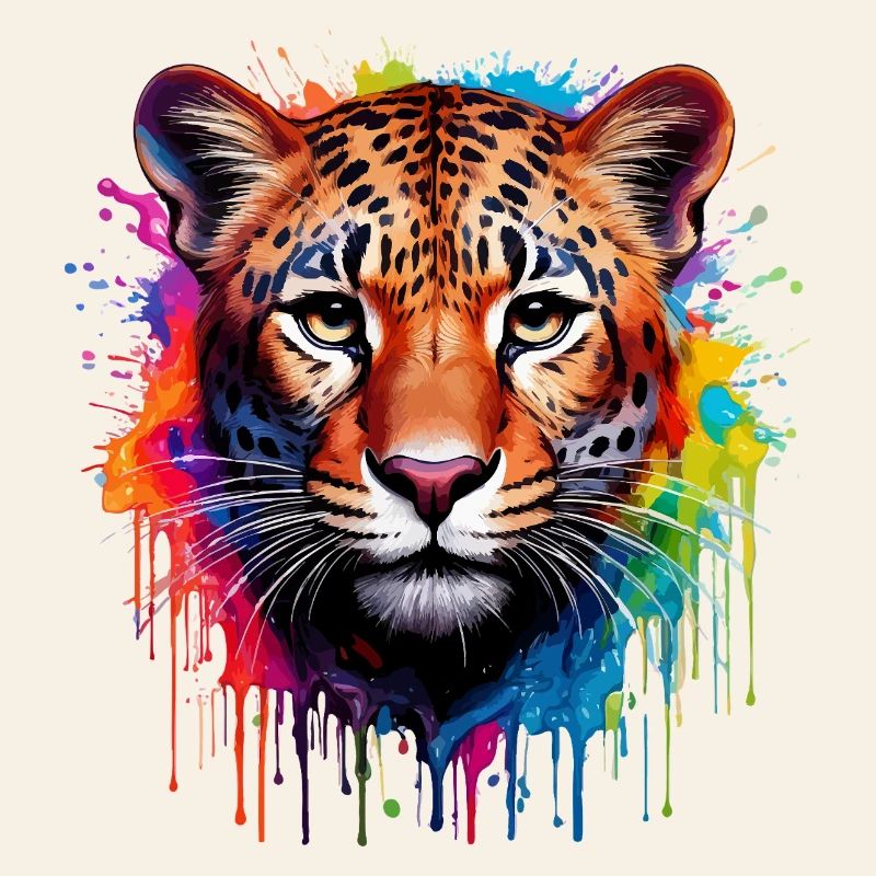 Leopard Farbexplosion Aquarell