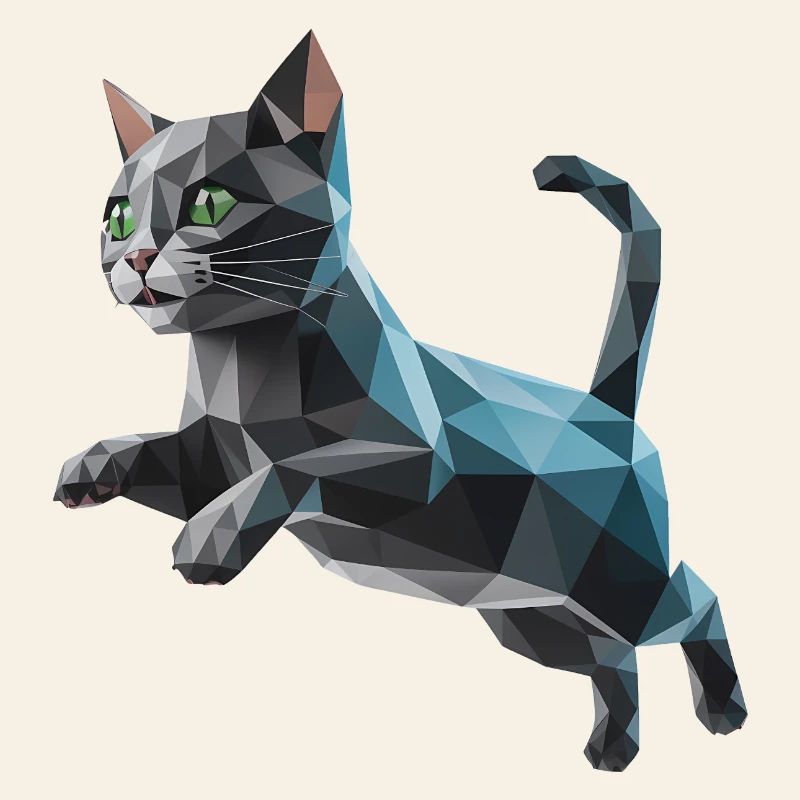 Kätzchen - Cooles Low-Poly-Logo