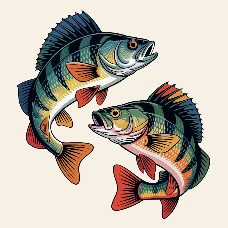 Zwei springende Barsche