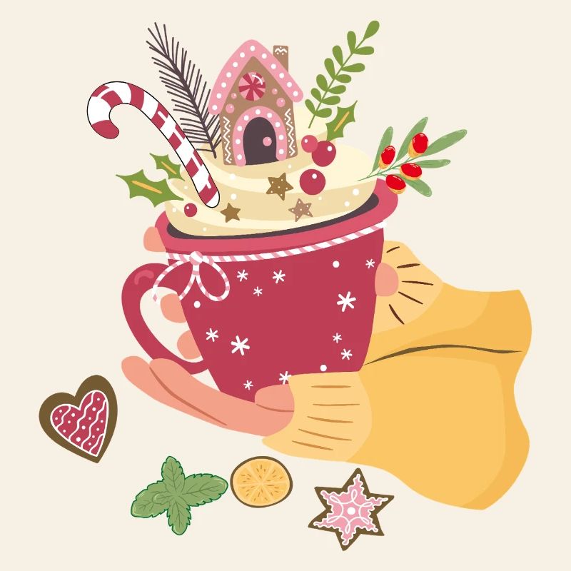 Christmas cup with gingerbread house Advent