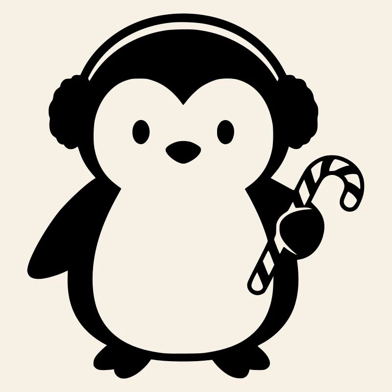 Pingouin mignon avec canne à sucre | Noël