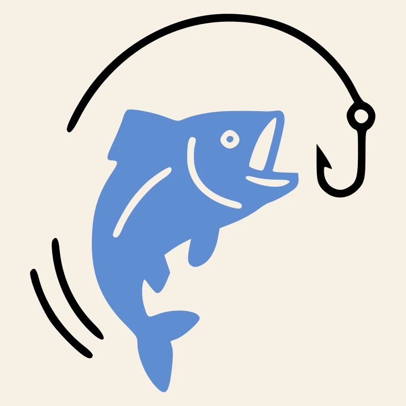 Fishing fish on hook logo