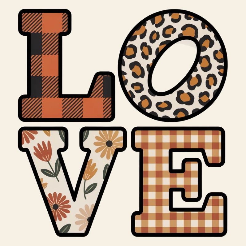 Love contrasting patterns in decorated letters