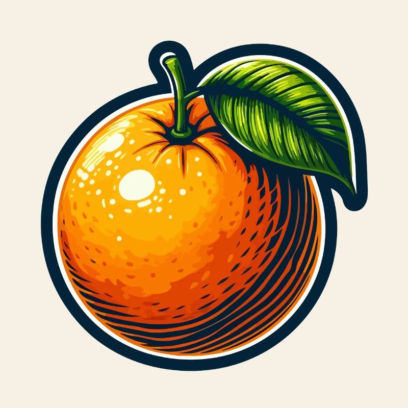 Helles Cartoon-Orange mit Blatt
