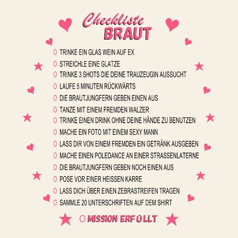 Checklist de la mariée rose