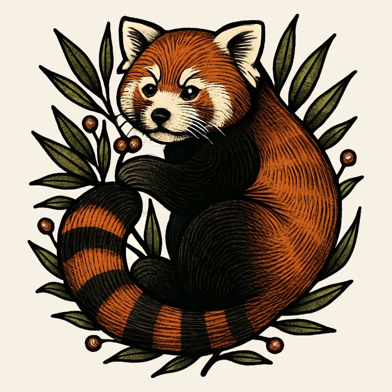 Panda rouge dans le feuillage