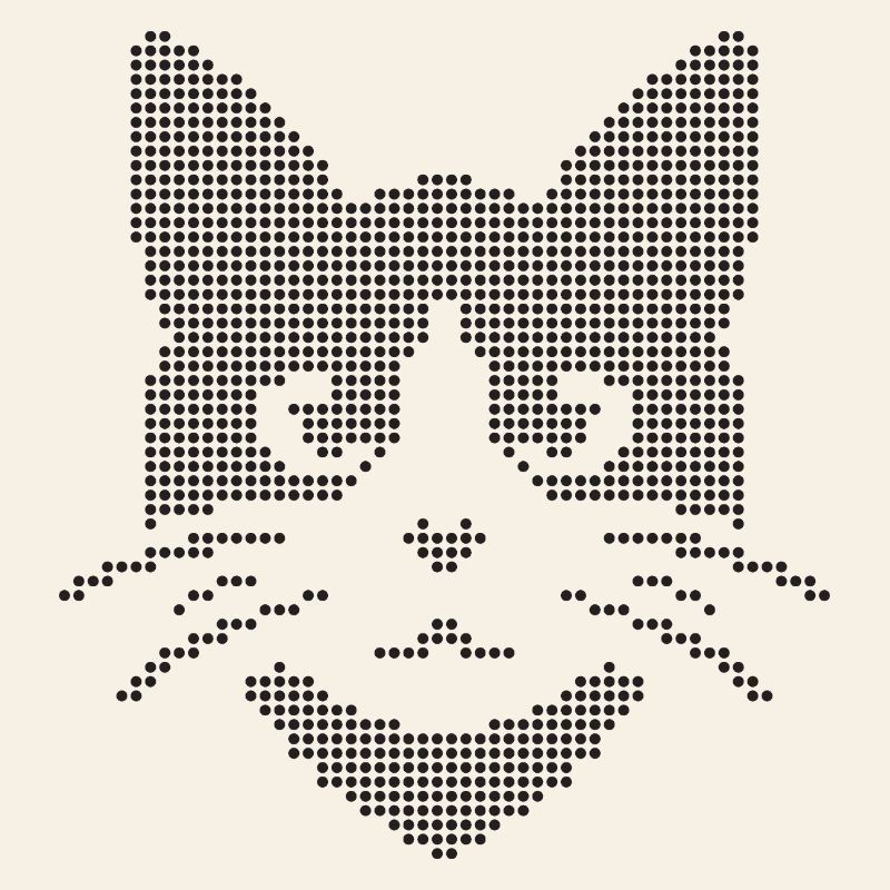 Silhouette de visage de chat à points