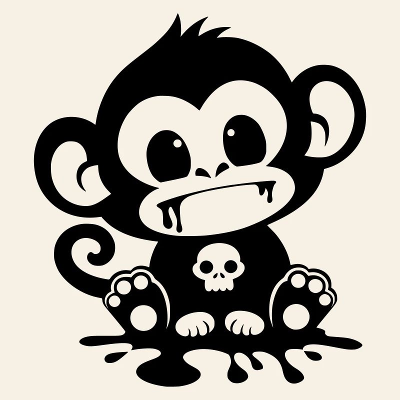 Spooky Monkey with Skull