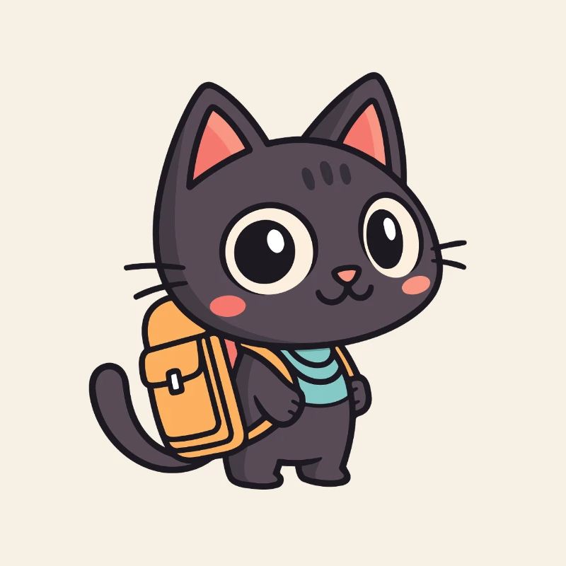 Chat explorateur mignon à cartable