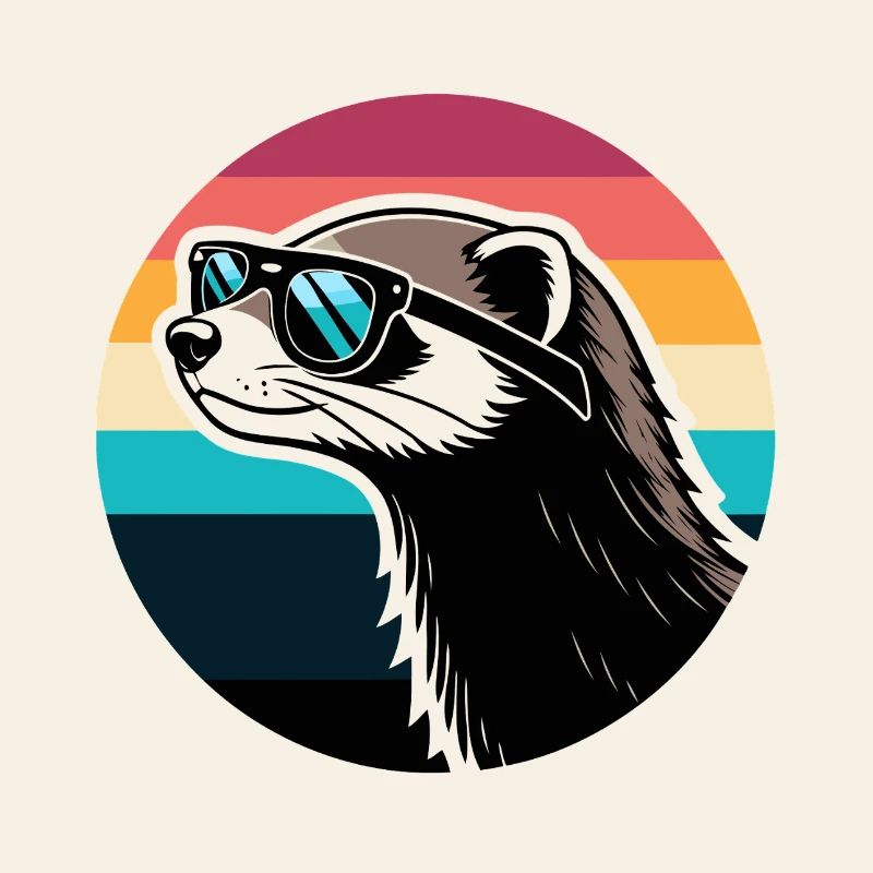 Frettchen-Silhouette Retro-Regenbogen