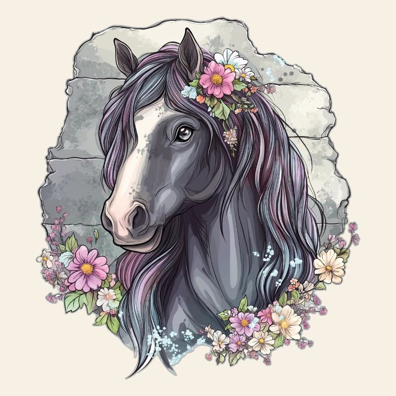 Pferd mit Blüten