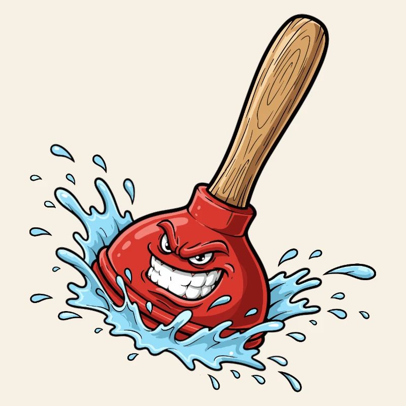 Red plunger with water splash
