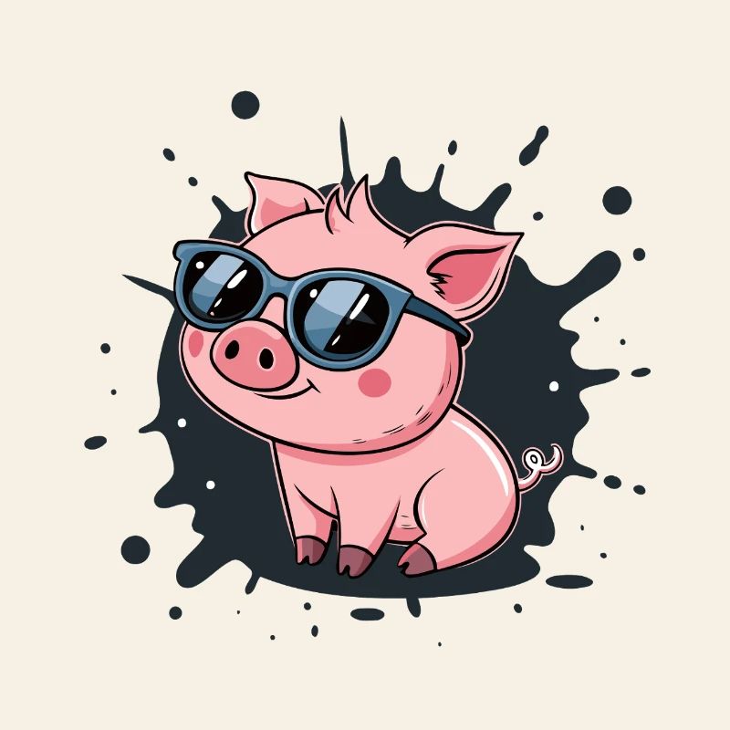 Cool pig in glasses on splash