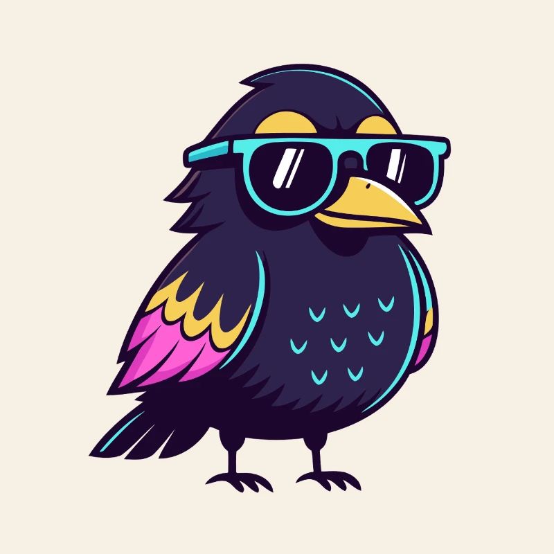 Solarblauer Hipster-Vogel