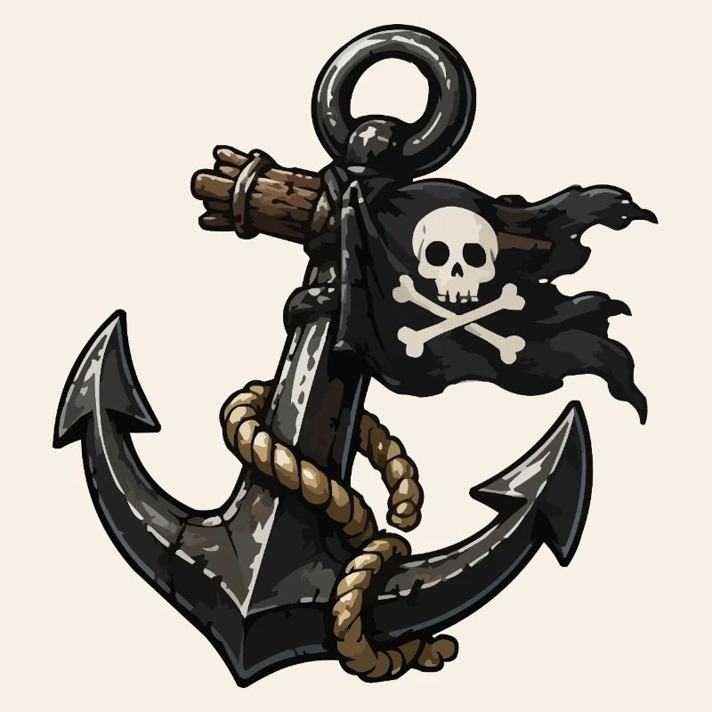 Ancre de pirate avec crâne