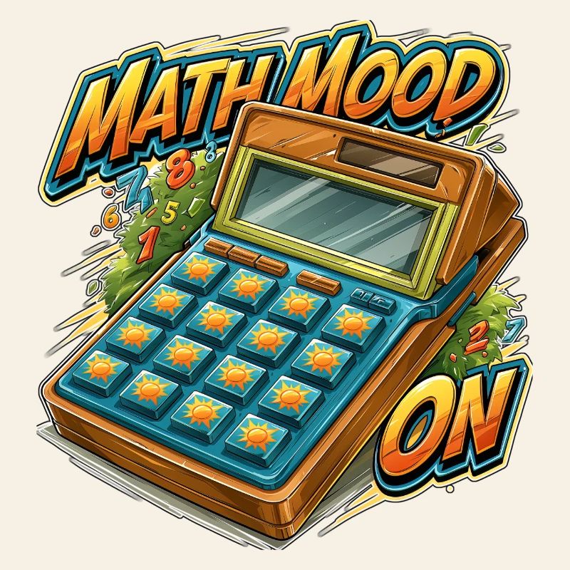 Math Mood On Funny Retro Calculator Graphic for Te