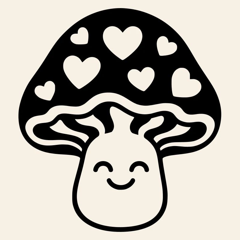Süßer Pilz mit Herzen und Gesicht