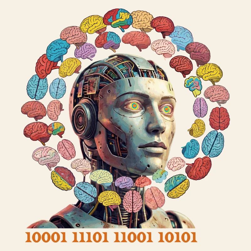 AI brain magic in colorful orbit
