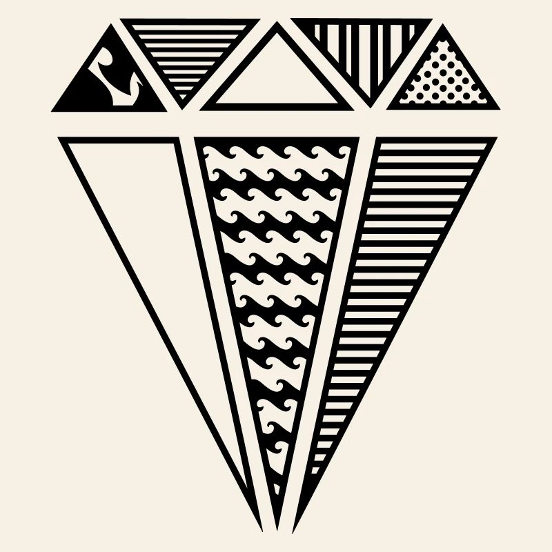 A shape of a diamond with different patterns
