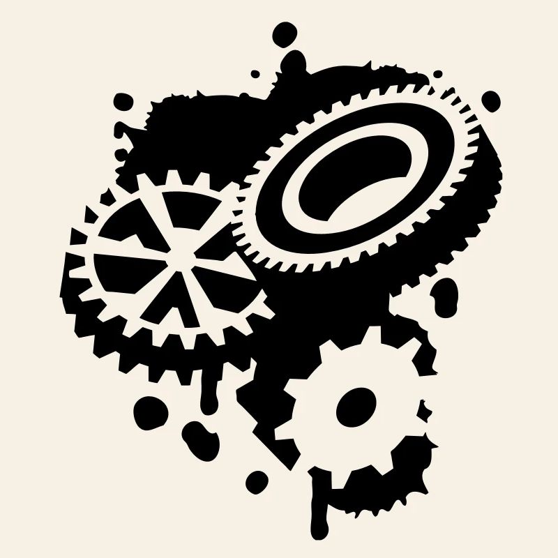 Trois roues dentées comme un graffiti