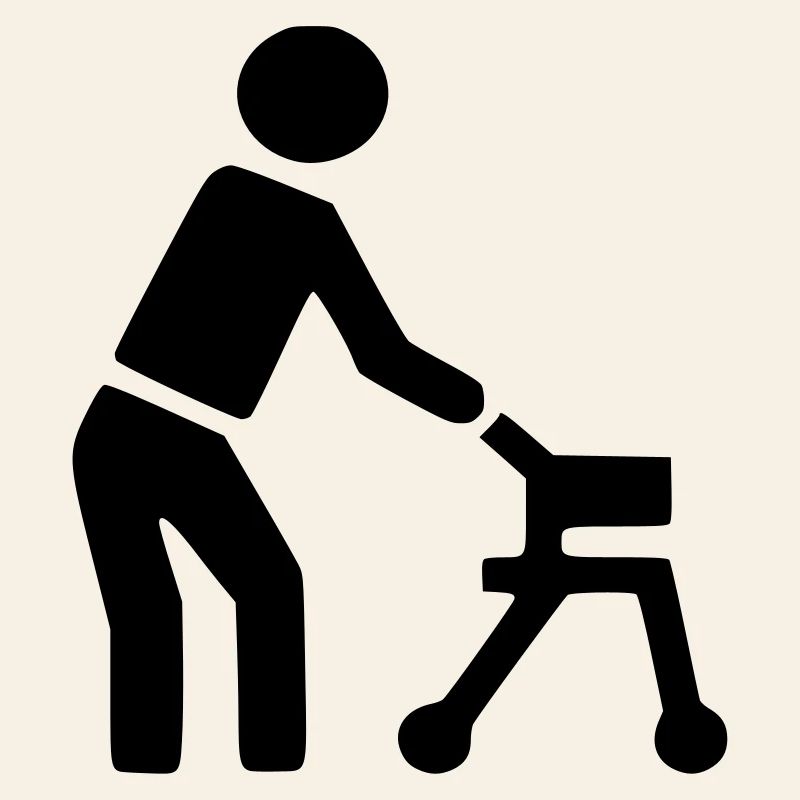 Behinderte Person hinter Rollator #