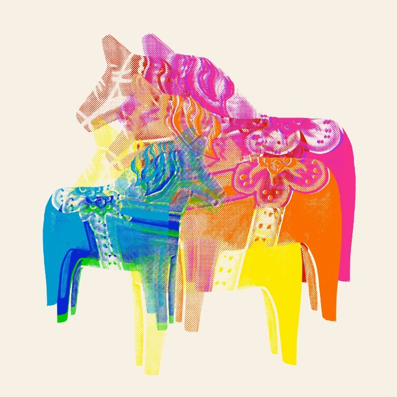 Pop Art Dala Horses Pull de Noël Style Scandi