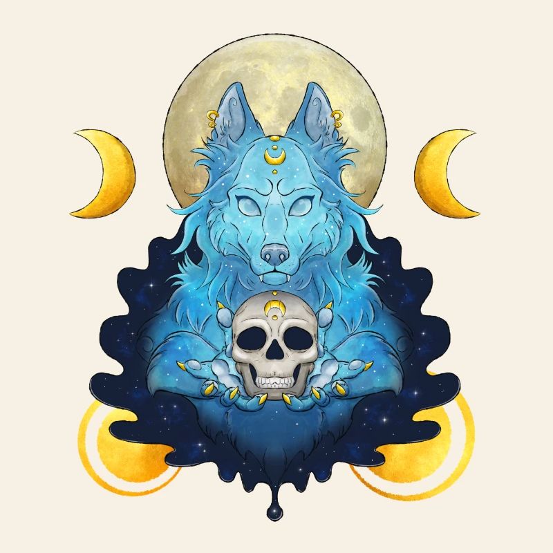 Blue Ink Spirits - Lunar Witch And Skull Wolf