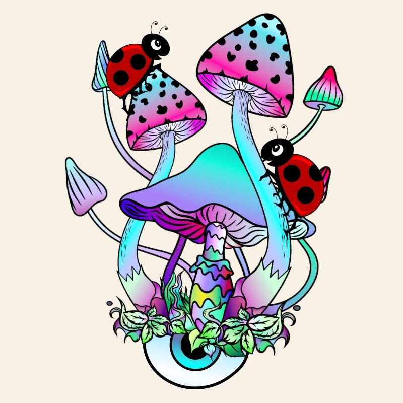 Magic Mushrooms Ladybug Psychedelic Mushroom Art