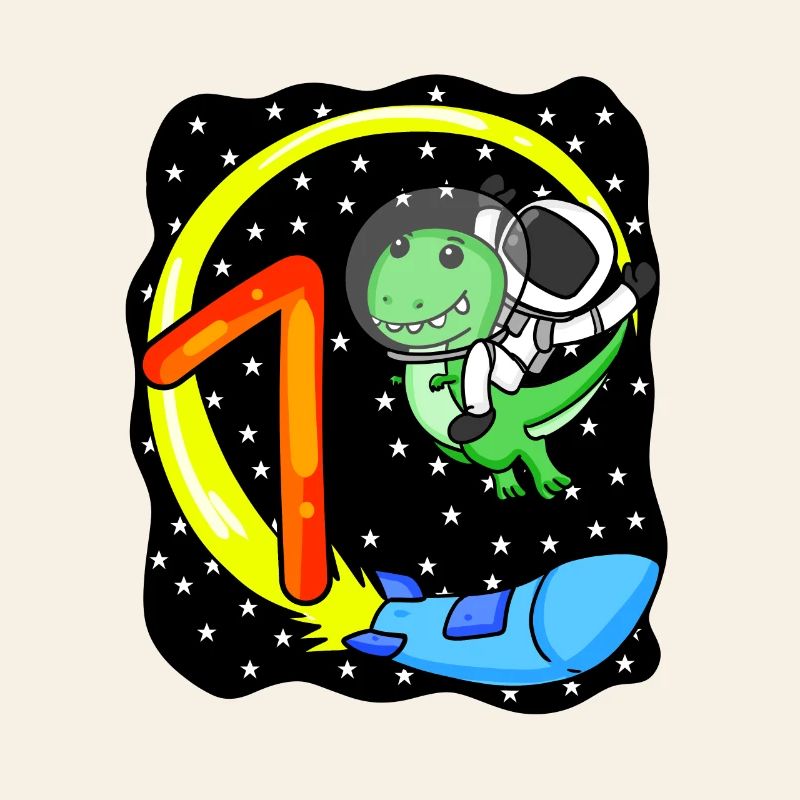 Young 7 years old dinosaur astronaut