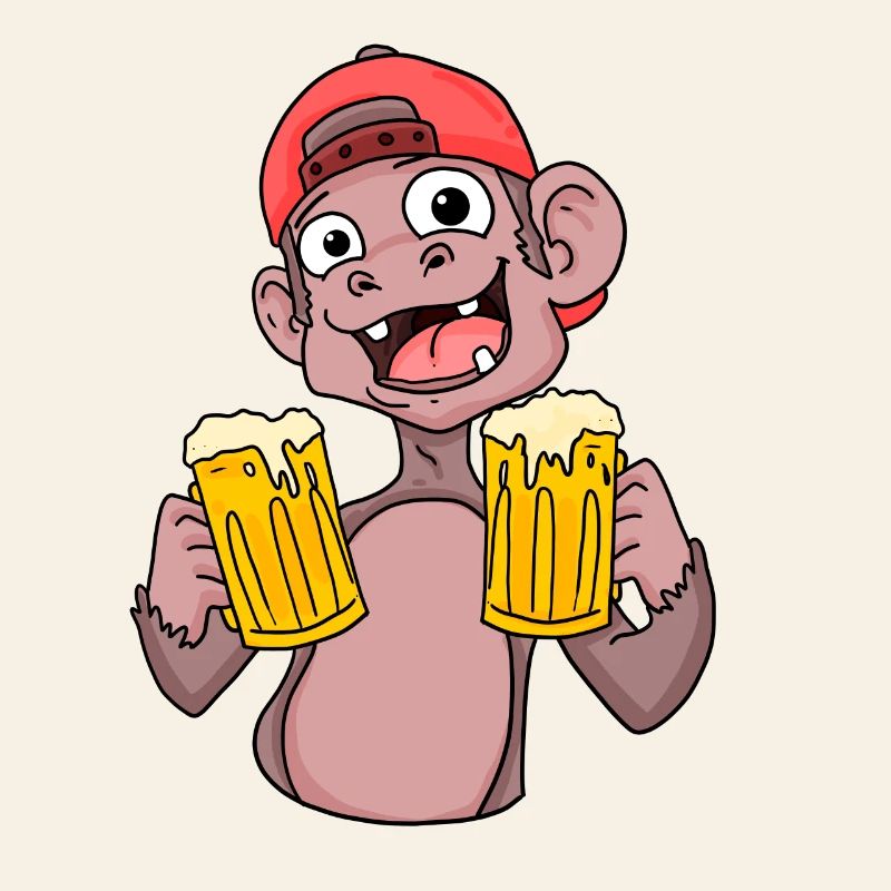 Affe mit Biergläser