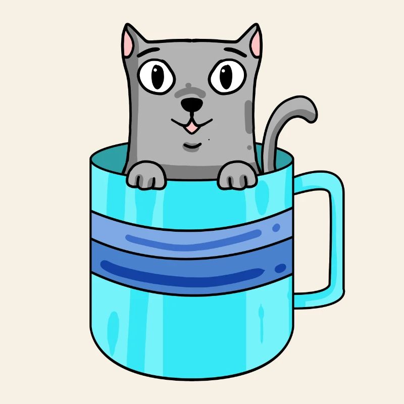 Chat mignon dans une tasse à café
